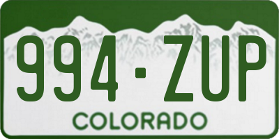 CO license plate 994ZUP