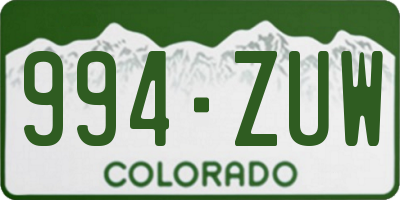 CO license plate 994ZUW