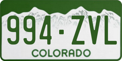 CO license plate 994ZVL