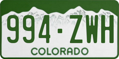 CO license plate 994ZWH