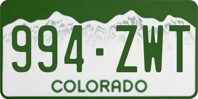 CO license plate 994ZWT