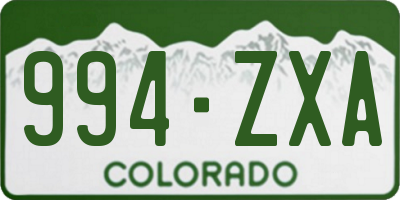 CO license plate 994ZXA