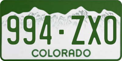 CO license plate 994ZXO