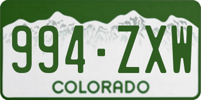 CO license plate 994ZXW