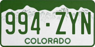 CO license plate 994ZYN