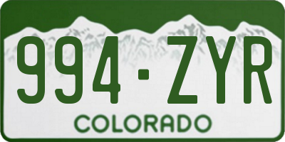 CO license plate 994ZYR
