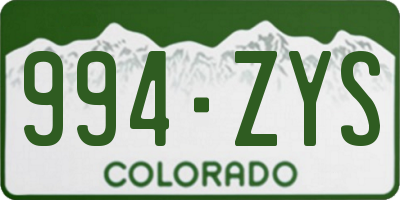 CO license plate 994ZYS