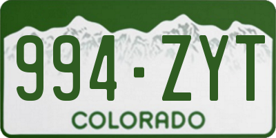 CO license plate 994ZYT