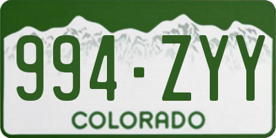 CO license plate 994ZYY