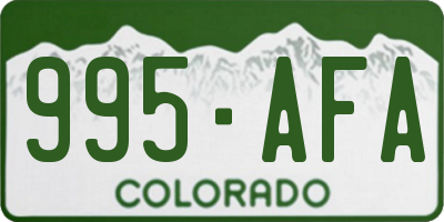 CO license plate 995AFA