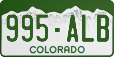 CO license plate 995ALB
