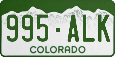 CO license plate 995ALK