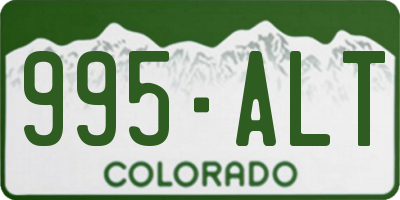 CO license plate 995ALT