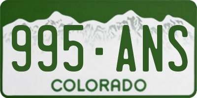 CO license plate 995ANS