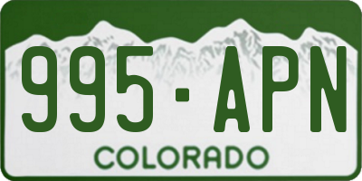 CO license plate 995APN