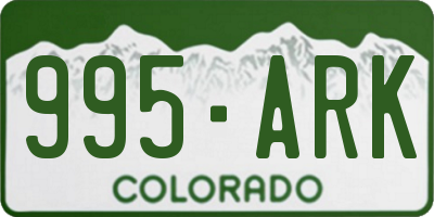CO license plate 995ARK