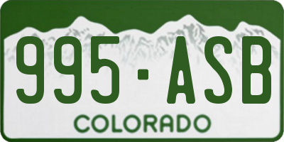 CO license plate 995ASB