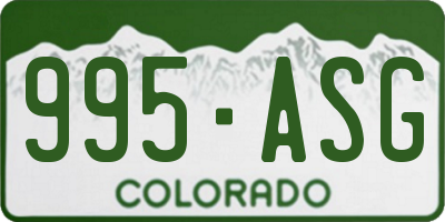 CO license plate 995ASG