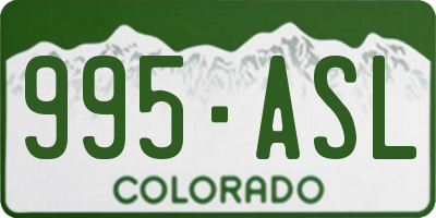 CO license plate 995ASL