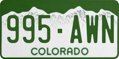 CO license plate 995AWN