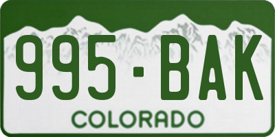 CO license plate 995BAK