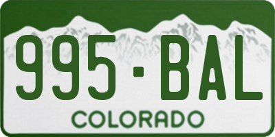 CO license plate 995BAL