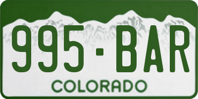 CO license plate 995BAR