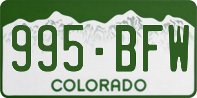 CO license plate 995BFW