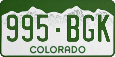 CO license plate 995BGK