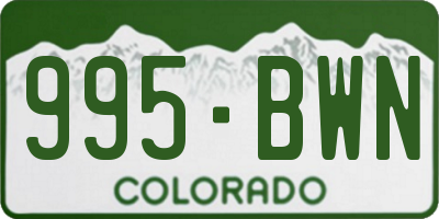 CO license plate 995BWN