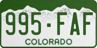CO license plate 995FAF