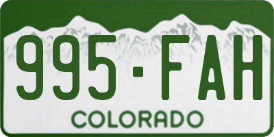 CO license plate 995FAH