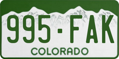 CO license plate 995FAK