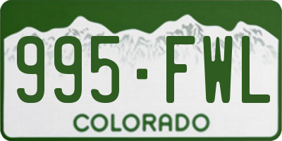 CO license plate 995FWL