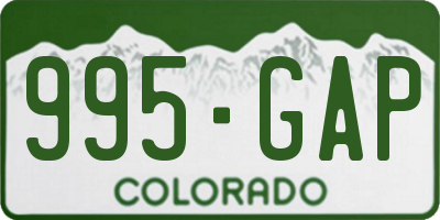 CO license plate 995GAP
