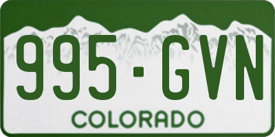 CO license plate 995GVN
