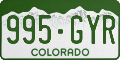 CO license plate 995GYR