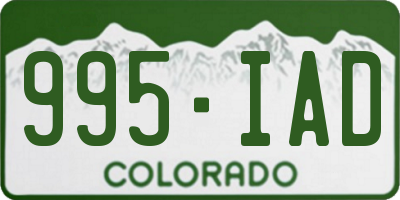CO license plate 995IAD