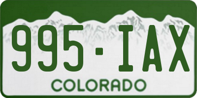 CO license plate 995IAX