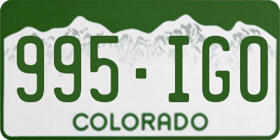 CO license plate 995IGO
