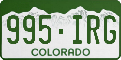 CO license plate 995IRG