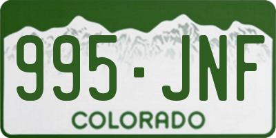 CO license plate 995JNF