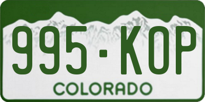 CO license plate 995KOP