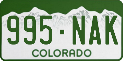 CO license plate 995NAK