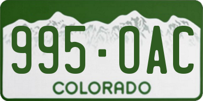 CO license plate 995OAC