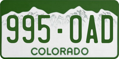 CO license plate 995OAD