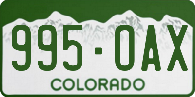 CO license plate 995OAX