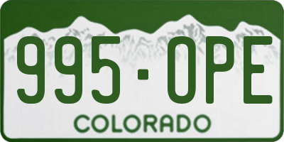 CO license plate 995OPE