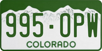 CO license plate 995OPW