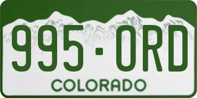 CO license plate 995ORD
